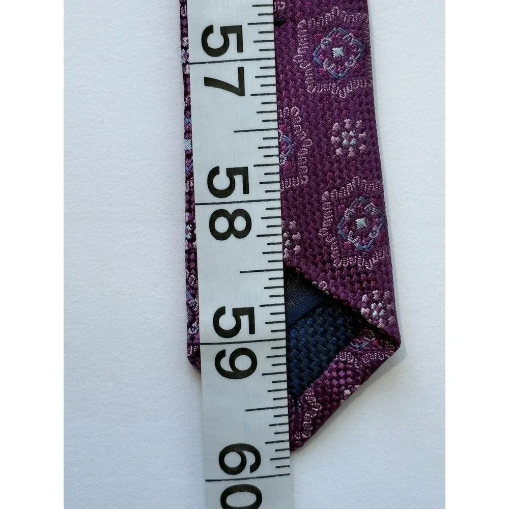 DAVID DONAHUE Men's‎ Silk Purple Necktie Italy/USA Luxury Designer Geometric EUC